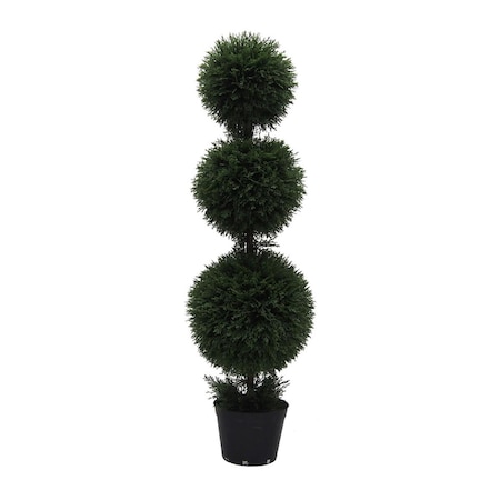Vickerman UV Plastic Triple Balls Everyday Topiary in Pot - 4 ft. TP170848